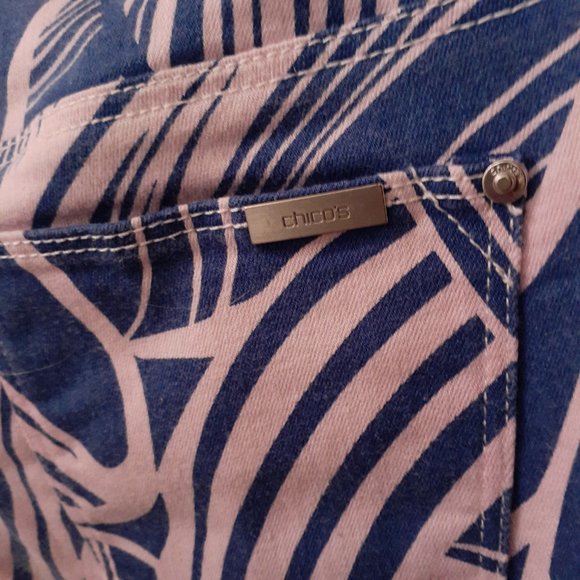 Chico's So Slimming Girlfriend Ankle Jeans Lt Pink and Blue Stripes - Size 00 - Picture 5 of 12